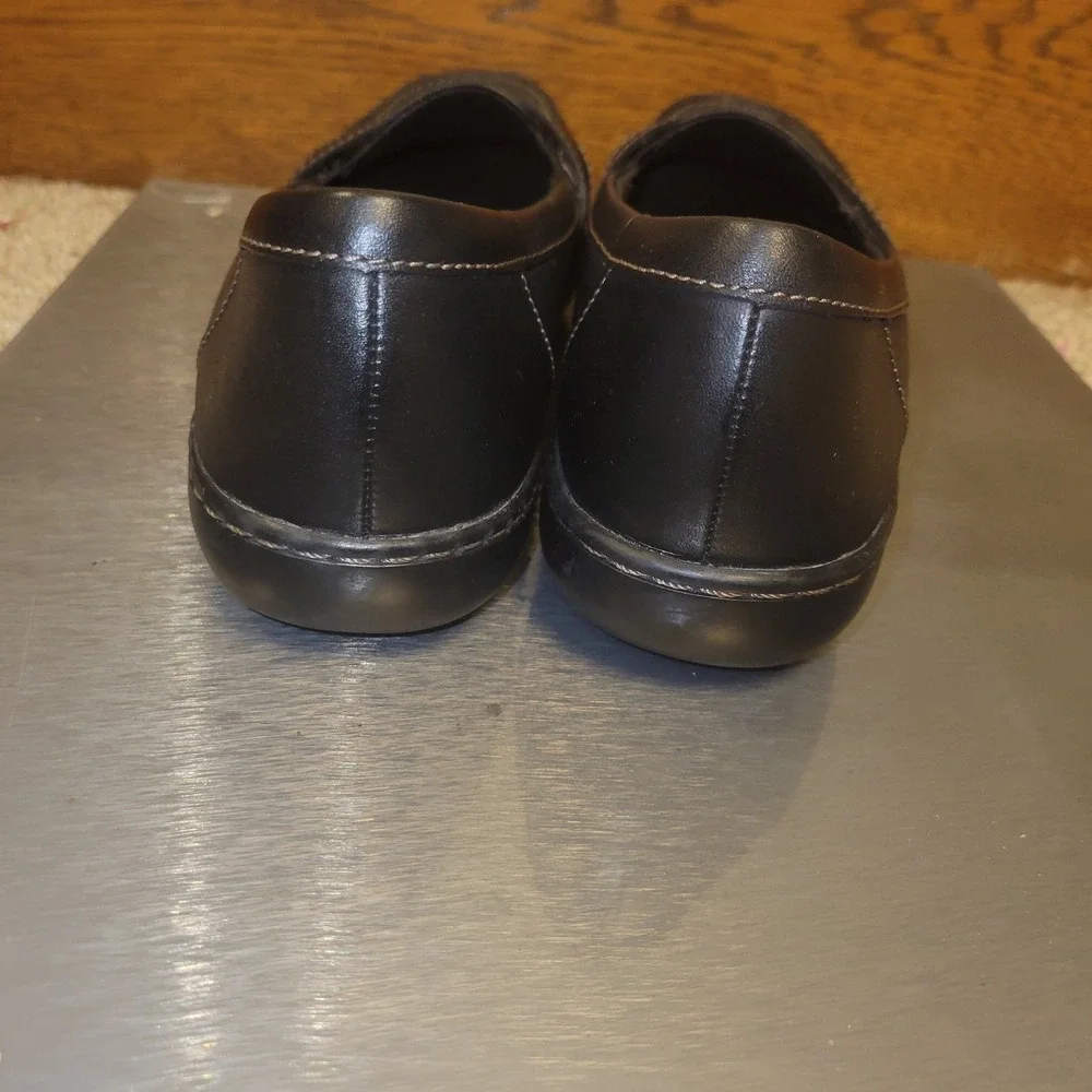 Clarks Collection Black Leather Tassel Loafers Womens 8.5 M‎ Ultimate Comfort